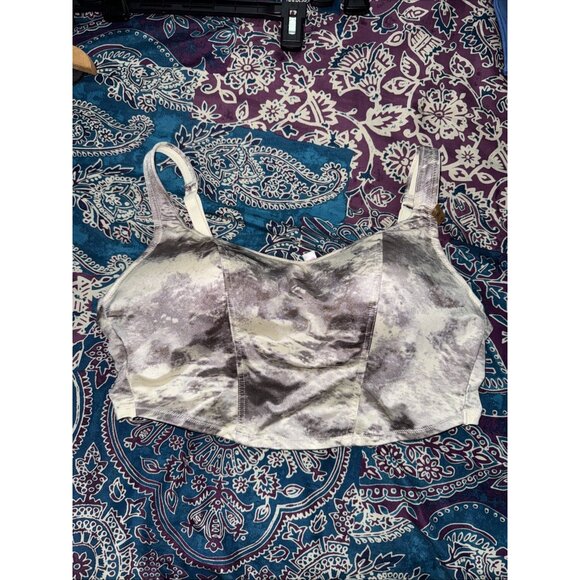 PINK  Victoria Secret Satin Lightly Lined Corset Bra Longline Camo Blur L NWT - Picture 2 of 8